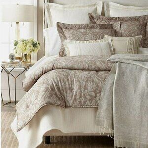 Ralph Lauren Home Cortona Full / Queen Cream Bed Blanket Cotton Linen Blend‎